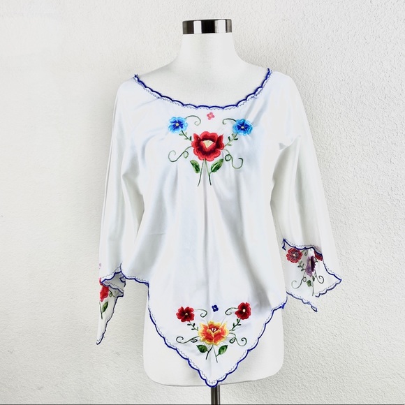 Tops - Top Hand Embroidered Floral